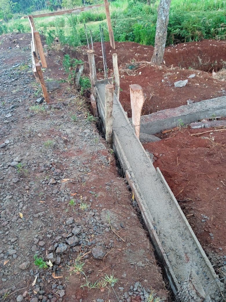Foundation beam with formwork in rural setting