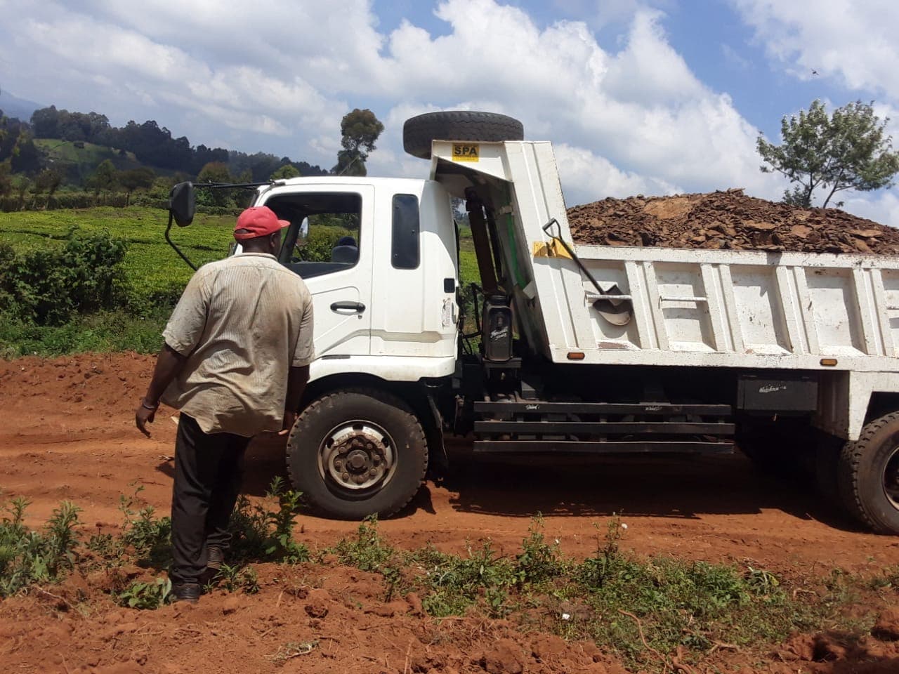 Truck delivering construction materials to the site